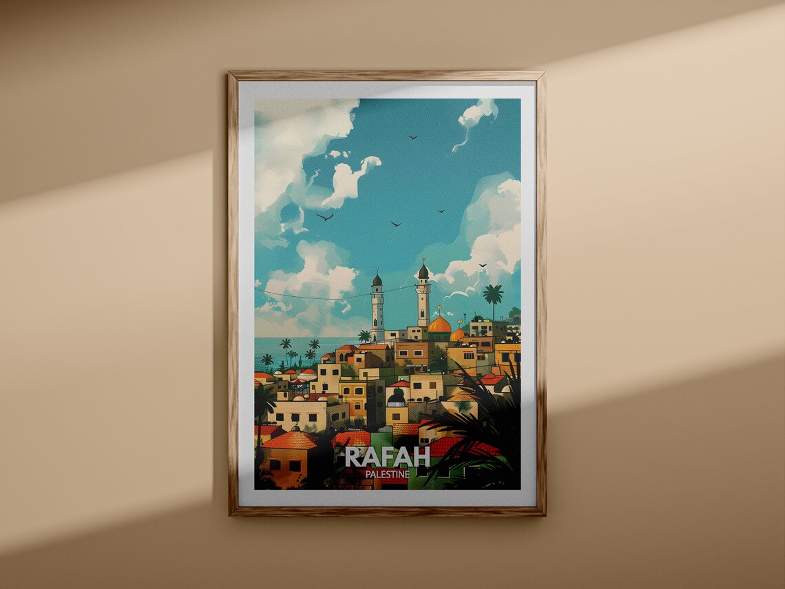 Rafah Palestine Minarets Old Town Sunset Vintage Travel Poster - Image 3