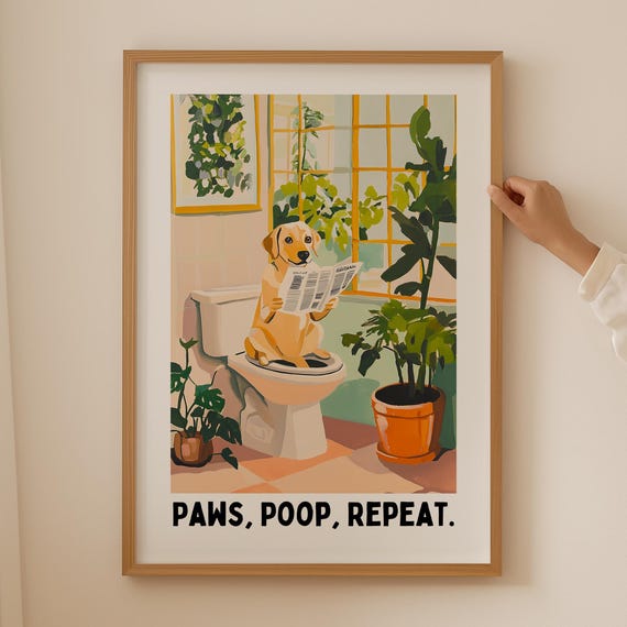Labrador Dog Lover Wall Art Trendy Toilet Poster Funky Bathroom Decor Funny Retriever Gift Colorful Print