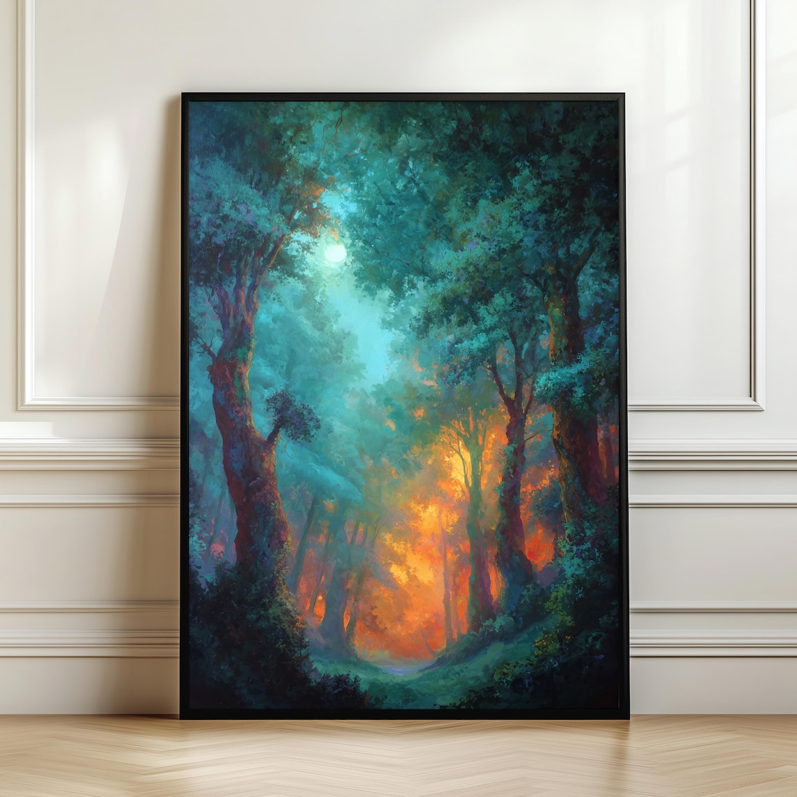 Dreamy Mystic Forest Light Enchanted Woodland Oil Painting Poster