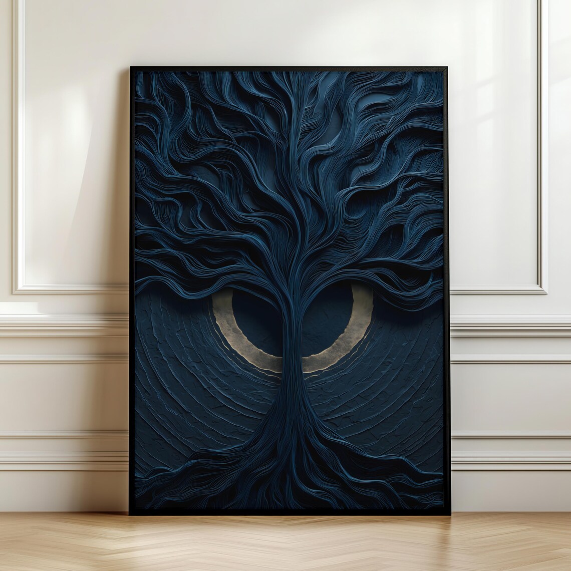 Dark Abstract Tree of Life, Mystical Night Art Print