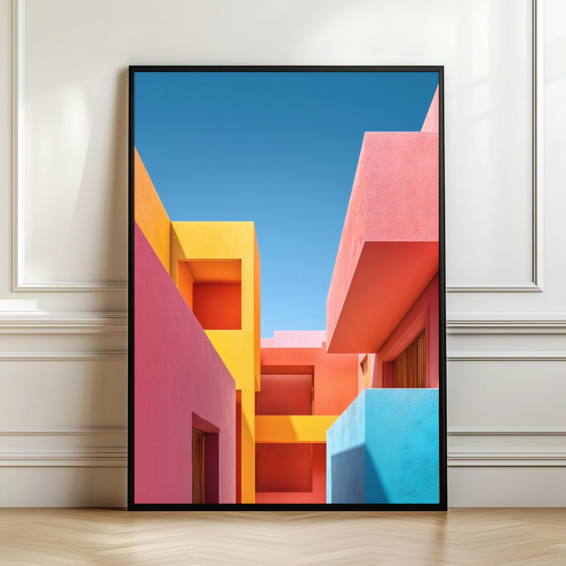 Colorful Minimal Wall Art Print Modern Architectural Geometry Poster Vibrant Contemporary Decor Statement Interior