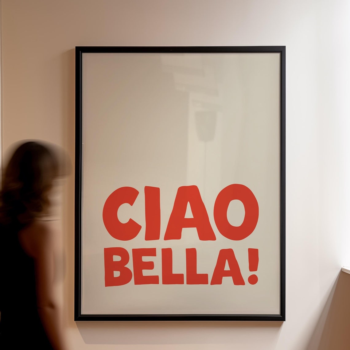 Ciao Bella Bold Red Italian Greeting Typography Fun Quote Poster