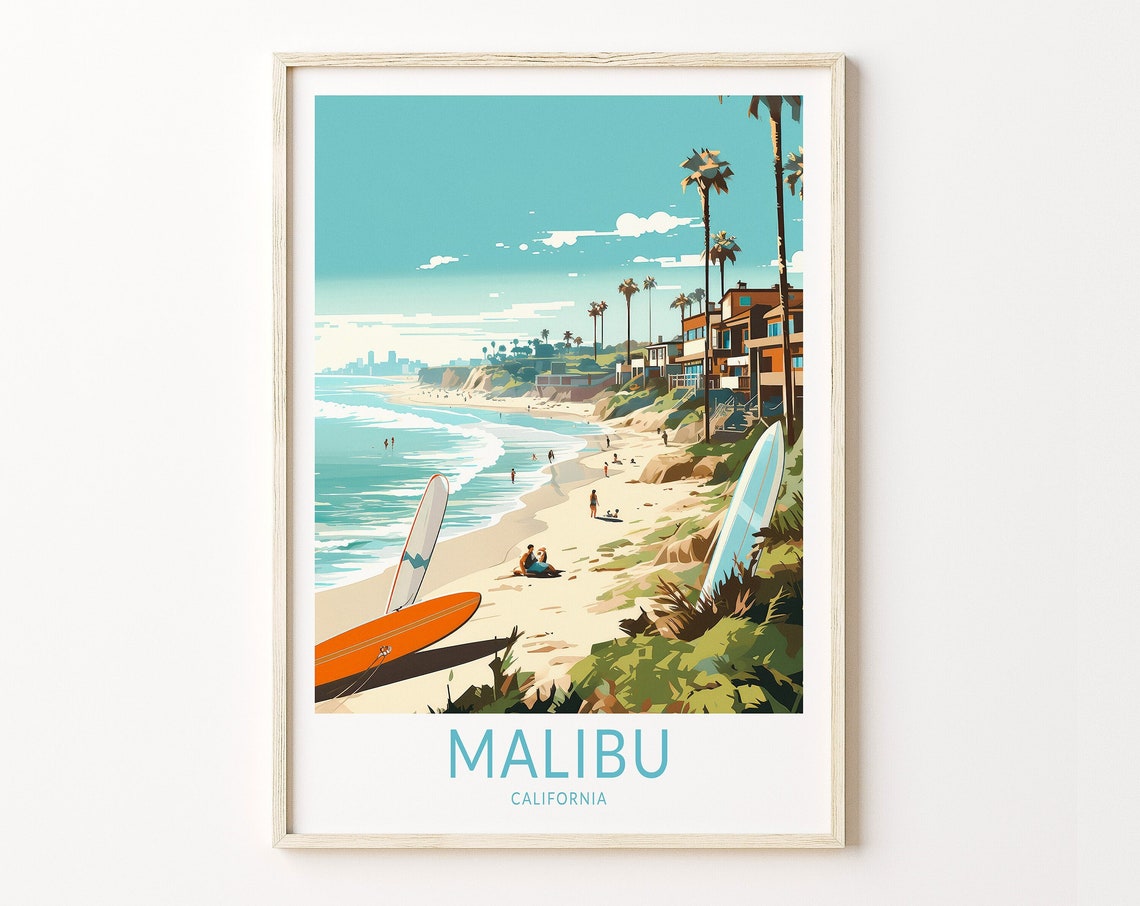 Malibu California Print Wall Art Malibu California Travel Poster Usa California Wall Art Traveler Wall Decor Traveler Gifttravel Poster
