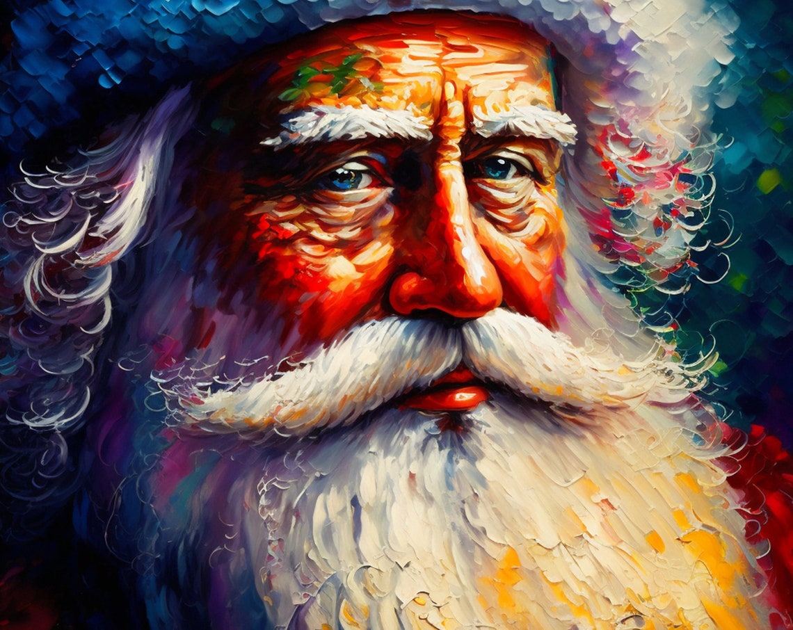 Santa Claus Old Saint Nick Portrait Warm Glow Christmas Art Poster