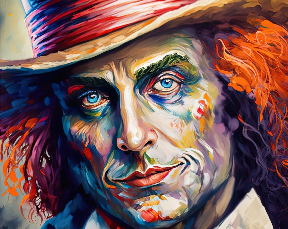 Mad Hatter Portrait Wall Art Alice In Wonderland Painting Reproduction Fantasy Art Print Vibrant Colorful Art - Image 5