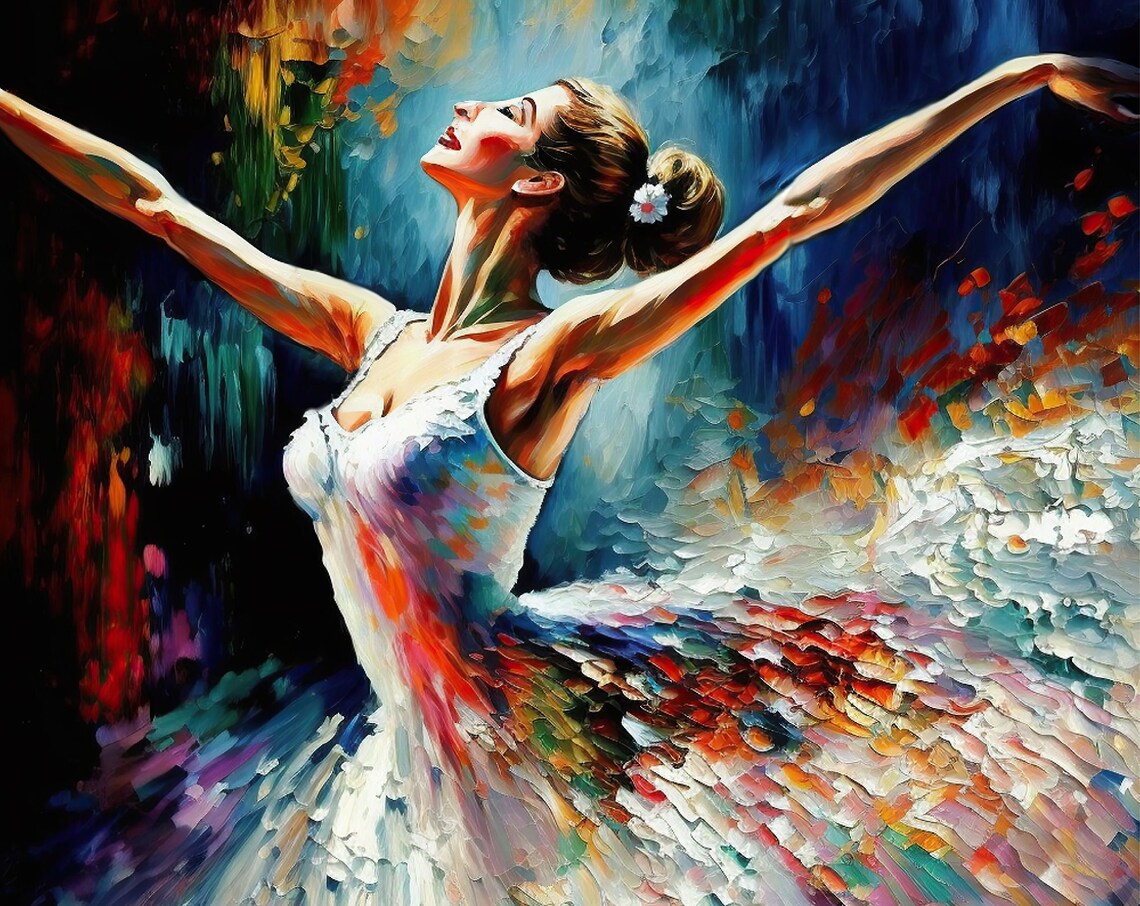 Graceful Ballerina White Tutu Arms Raised Ballet Dancer Stage Art Poster - Image 5