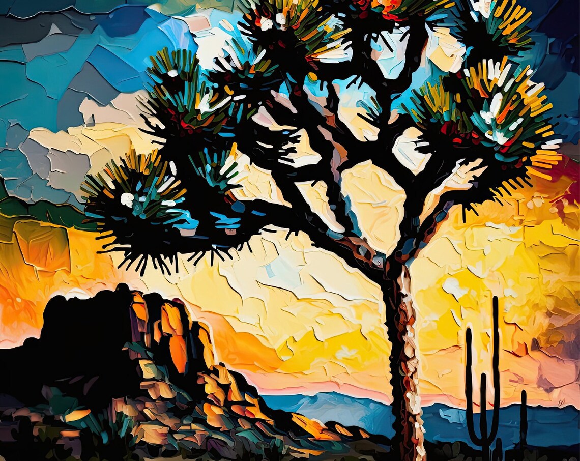Joshua Tree Wall Art Desert Landscape Painting Southwestern Scenery Giclee Art Print - Image 5