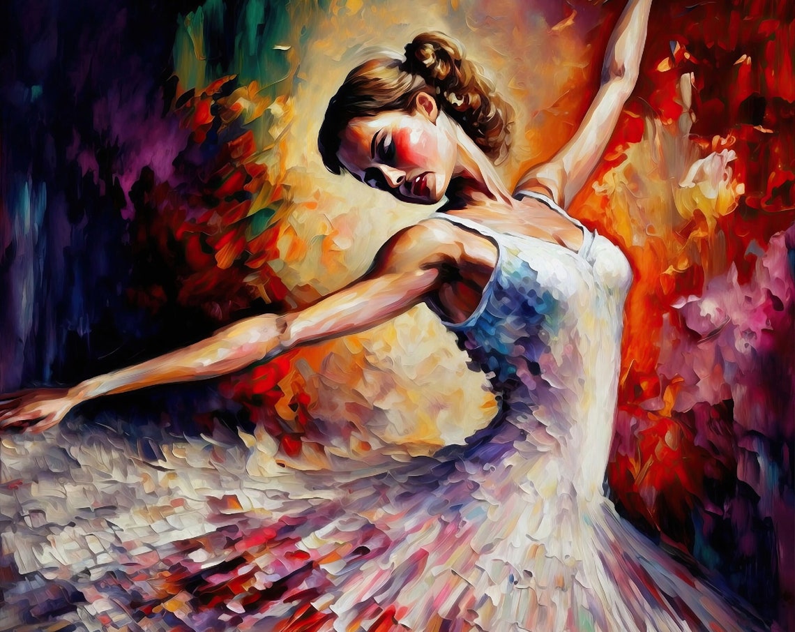 Colorful Ballerina Dancing Spinning Tutu Ballet Dancer Painting Poster - Image 5