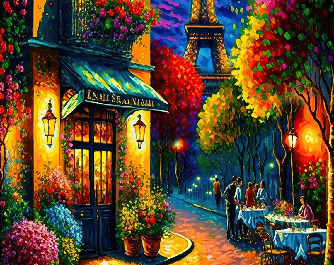 Paris Bright And Colorful Eiffel Tower Paris Painting Giclee Print French Design Wall Art - Image 5