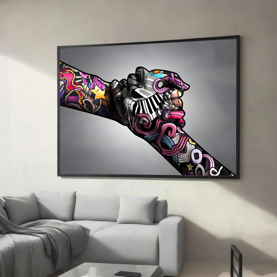 Colorful Graffiti Fist Bump Arm Urban Street Art Pop Wall Poster