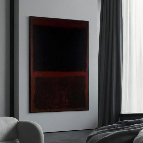 Mark Rothkos Dark Black And Deep Red Color Field Canvas Painting A Powerful Abstract Expressionist Gift For Bold Interiors