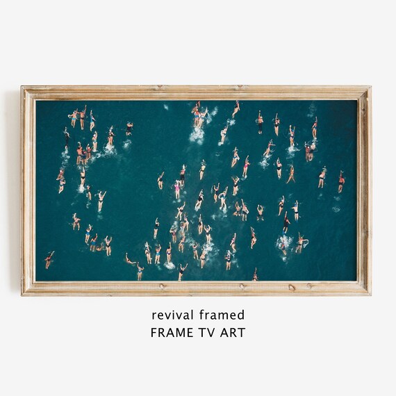 Aerial Swimmers Teal Ocean Photography People Swimming From Above Wall Art