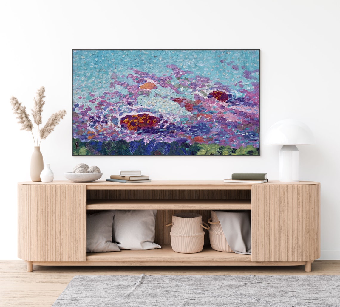 Frame Tv Art Summer Beach Seascape Tv Art Nautical Vintage Oil Painting Frame Lg Tv Art Ocean Painting Large Art - Image 4