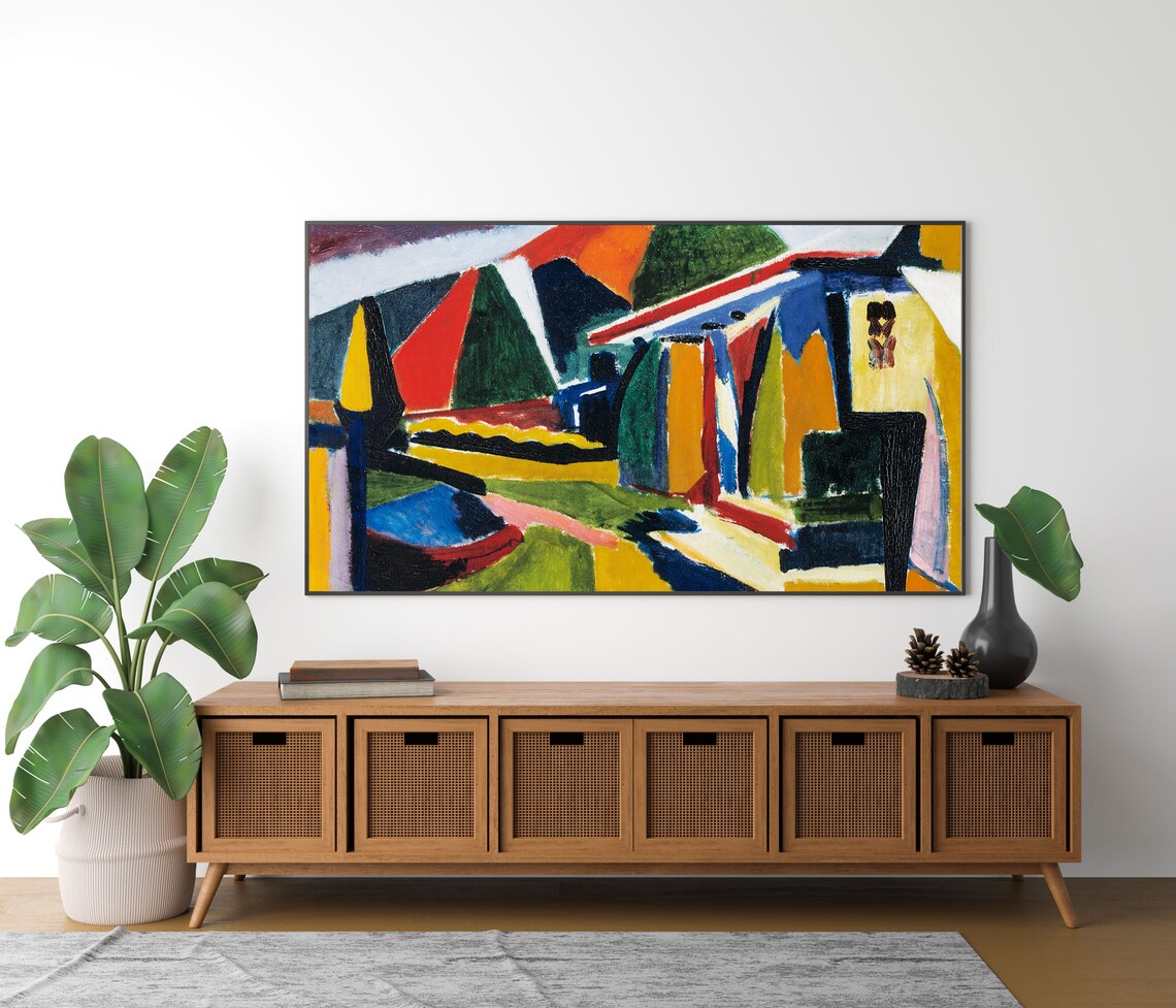 Fauvist Abstract Mountain Town Bold Color Block Oil Painting Poster - Image 4