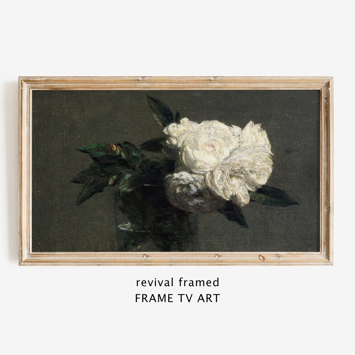 Frame Tv Art Roses Vintage Oil Painting White Roses Frame Tv Art Frame Tv Art Vintage Flowers Large Art Gallery Wall Art
