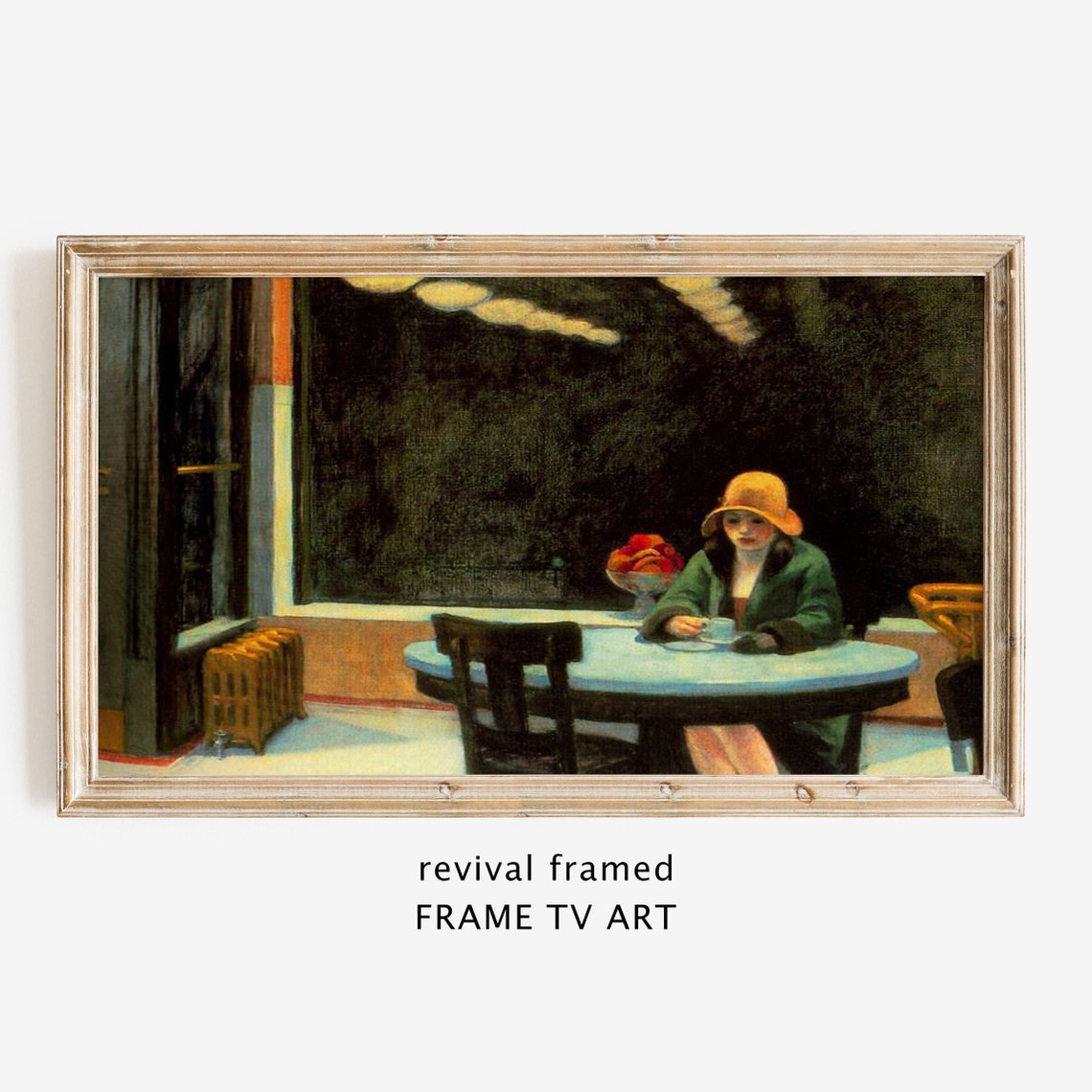 Frame Tv Art Edward Hopper Portrait Of Woman Tv Art Neutral Vintage Oil Painting Woman In Automat Frame Tv Art Large Art