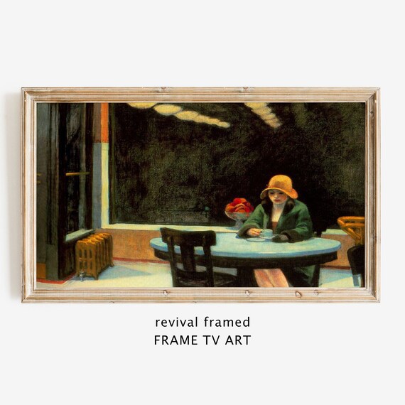 Edward Hopper Automat Woman Alone at Night Cafe Table Vintage Diner Poster