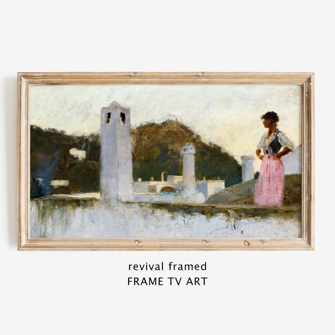Frame Tv Art Mediterranean Neutral Vintage Oil Painting Frame Tv Portrait Woman Frame Tv Art Tv Art Cityscape Large Art