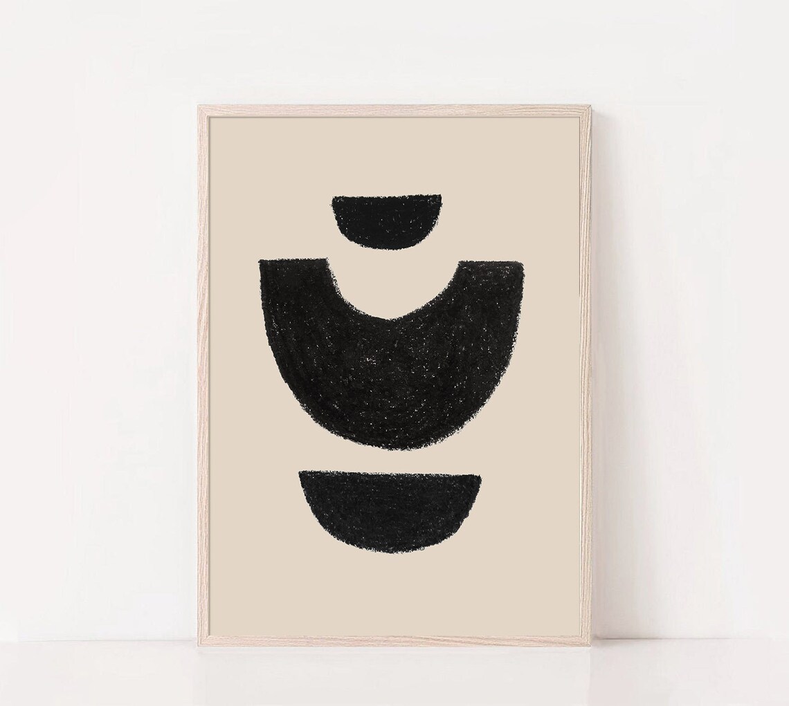 Cream Beige Black Bold Brushstroke Arches Minimalist Art Poster - Image 3