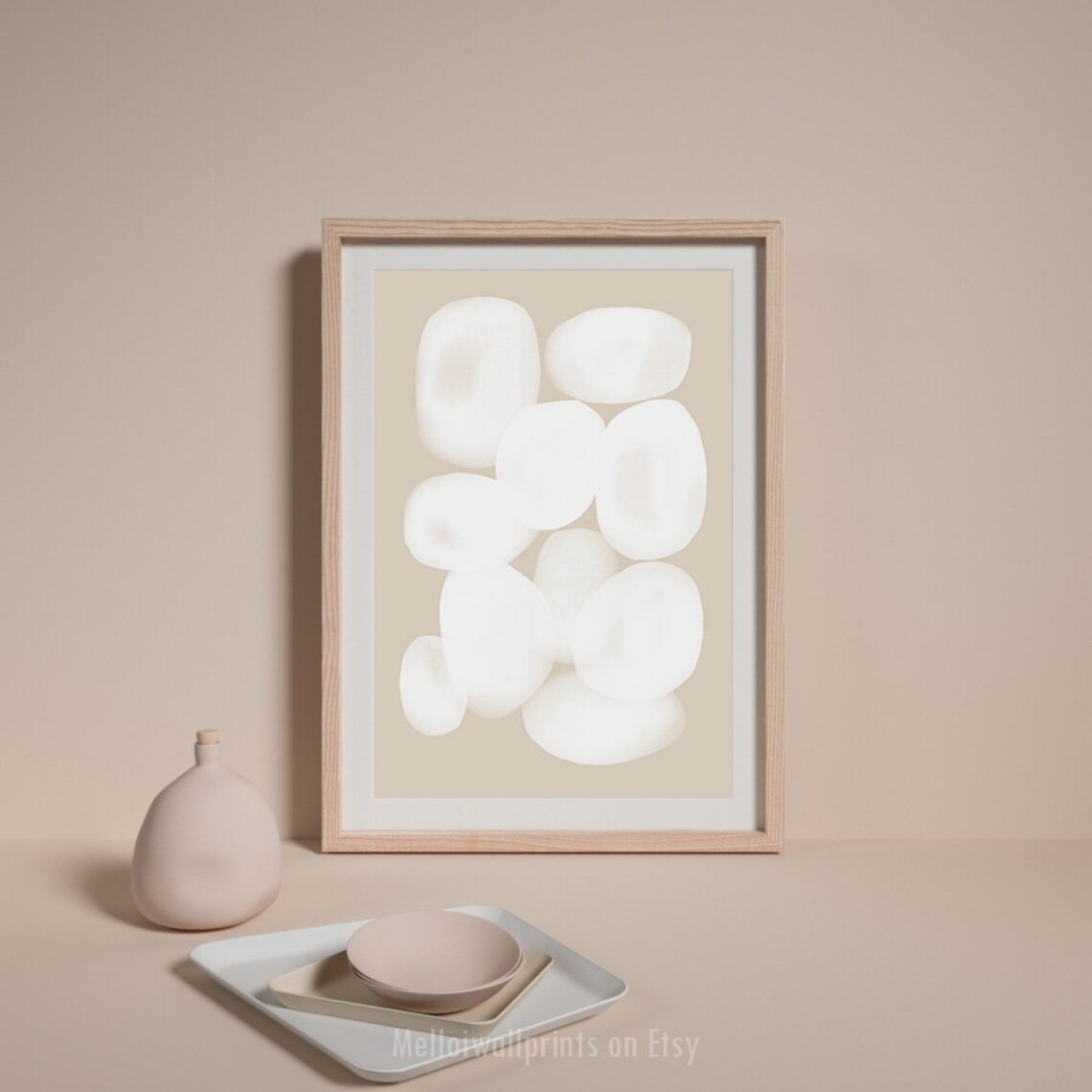 Beige Abstract Art Print, Modern Scandinavian Style - Image 2
