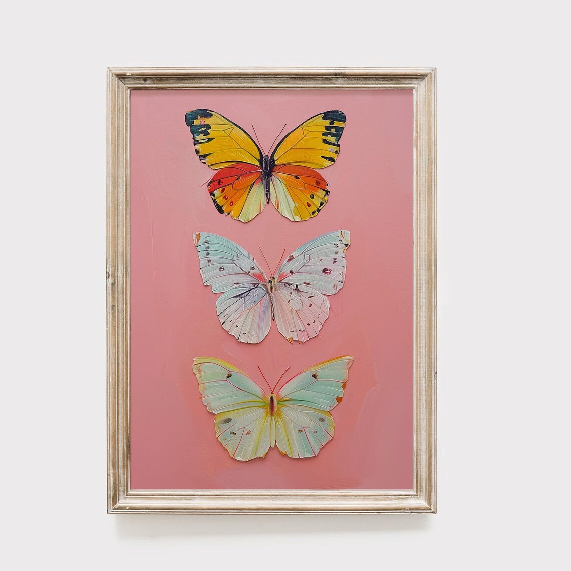 Three Butterflies Colorful Insect Wall Art Print