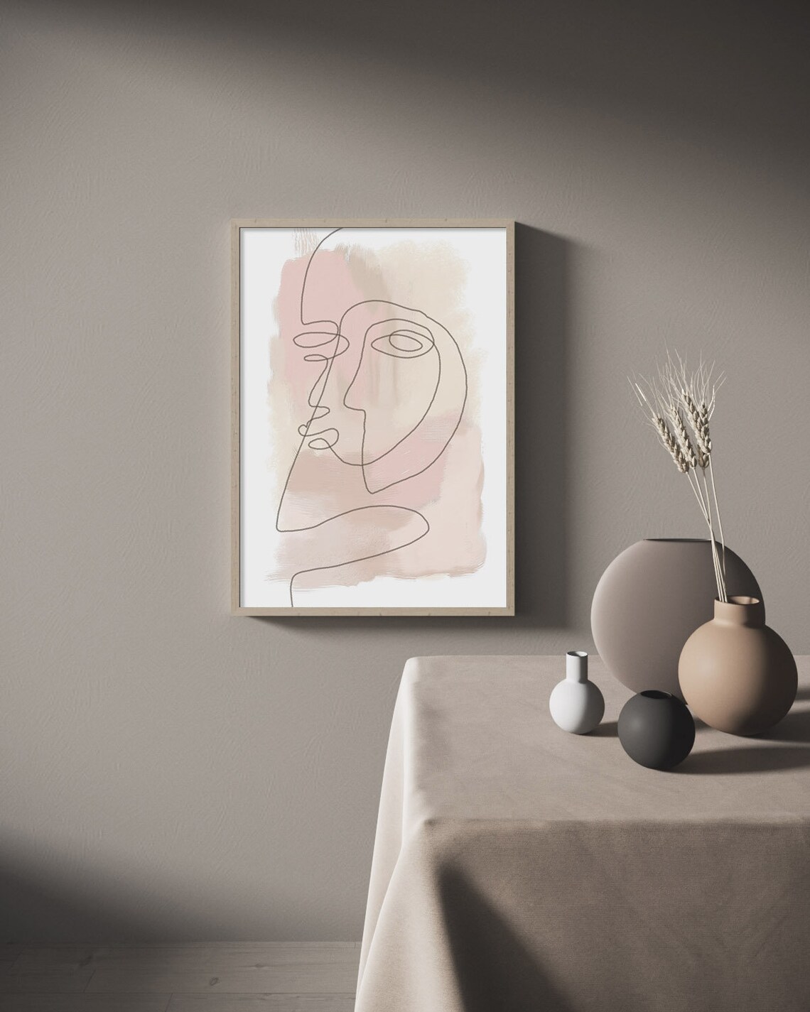 Blush Pink One Line Face Abstract Minimalist Woman Portrait Poster - Image 3