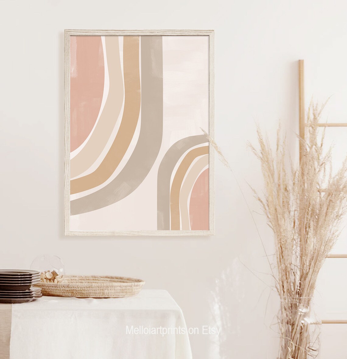 Abstract Rainbow Wall Art Print, Neutral Boho Decor - Image 3