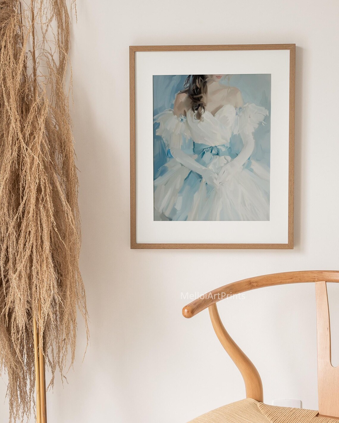 Princess Blue White Gown Elegant Oil Painting Royal Portrait Poster - Image 3