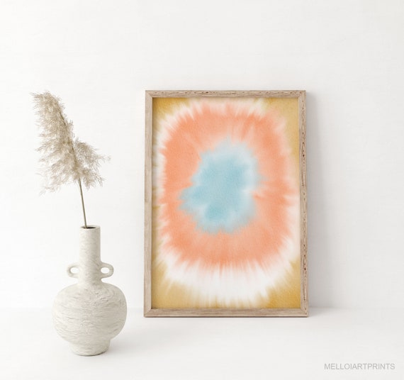 Tie Dry Print Watercolor Art Print Bohemian Decor Boho Art Abstract Art Prints Wall Decor Home Office Hand Made Art