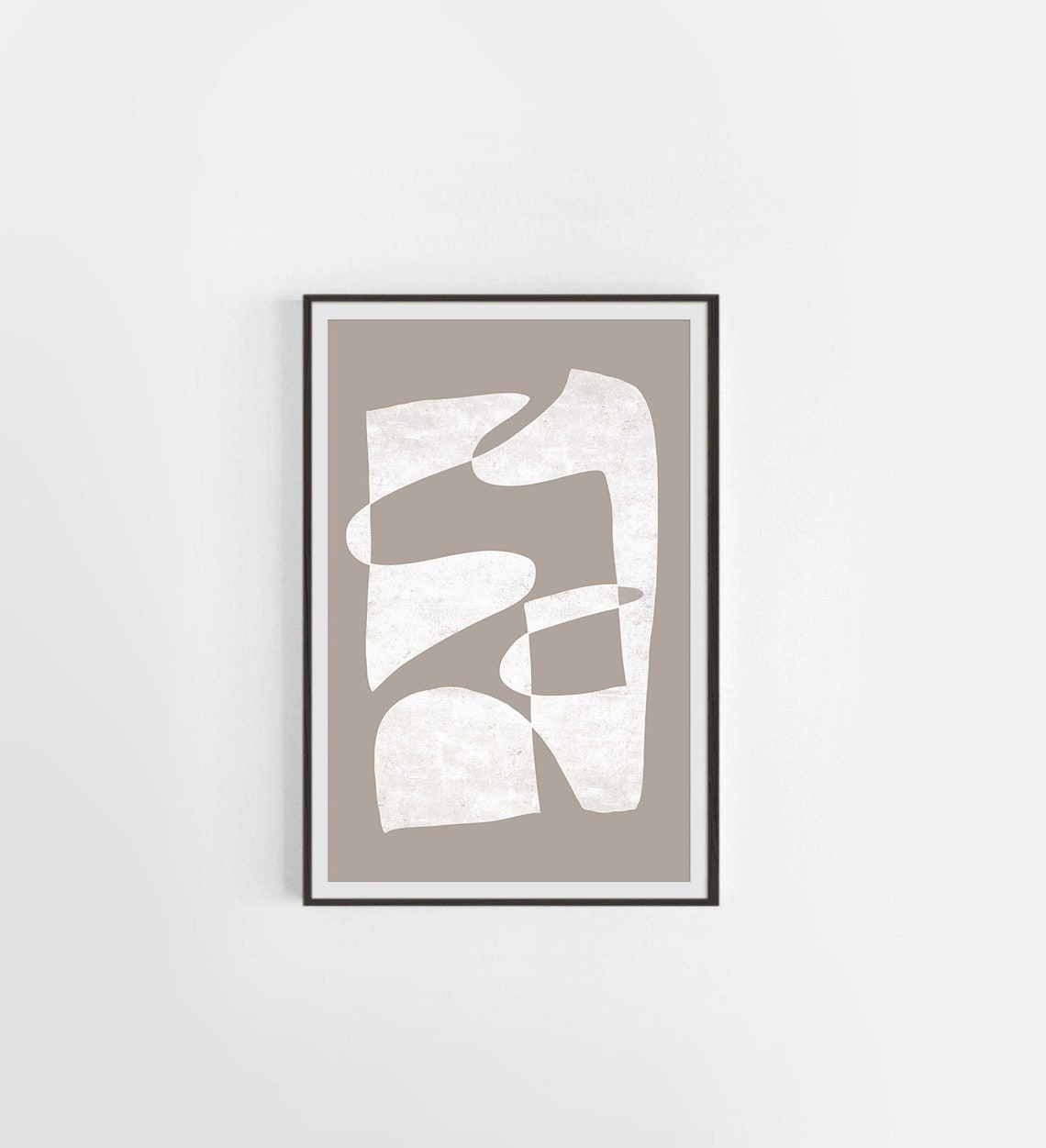 Beige Abstract Organic Shapes Mid Century Modern Neutral Art Poster - Image 2