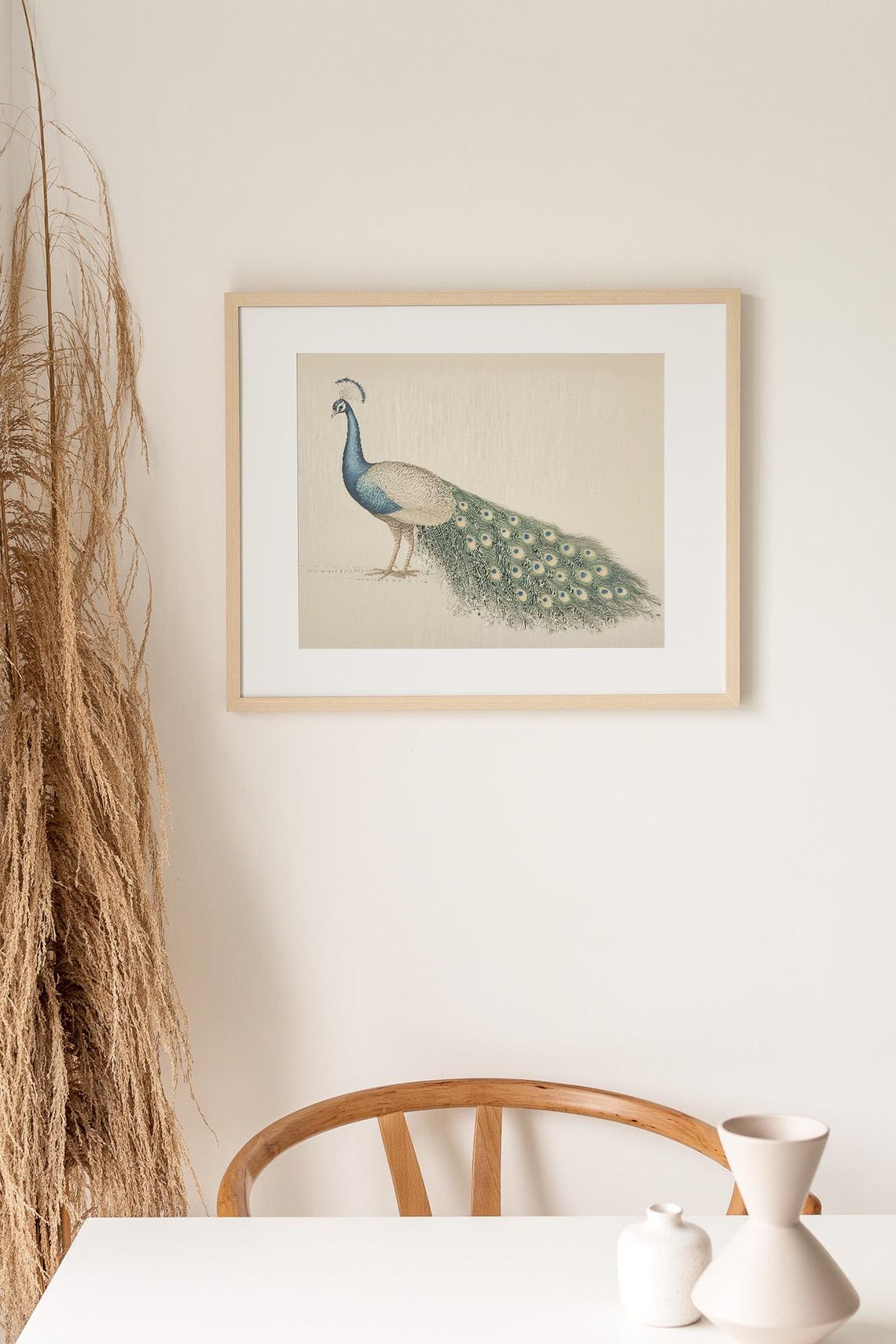 Elegant Peacock Vintage Bird Illustration Ornate Tail Feather Poster - Image 3