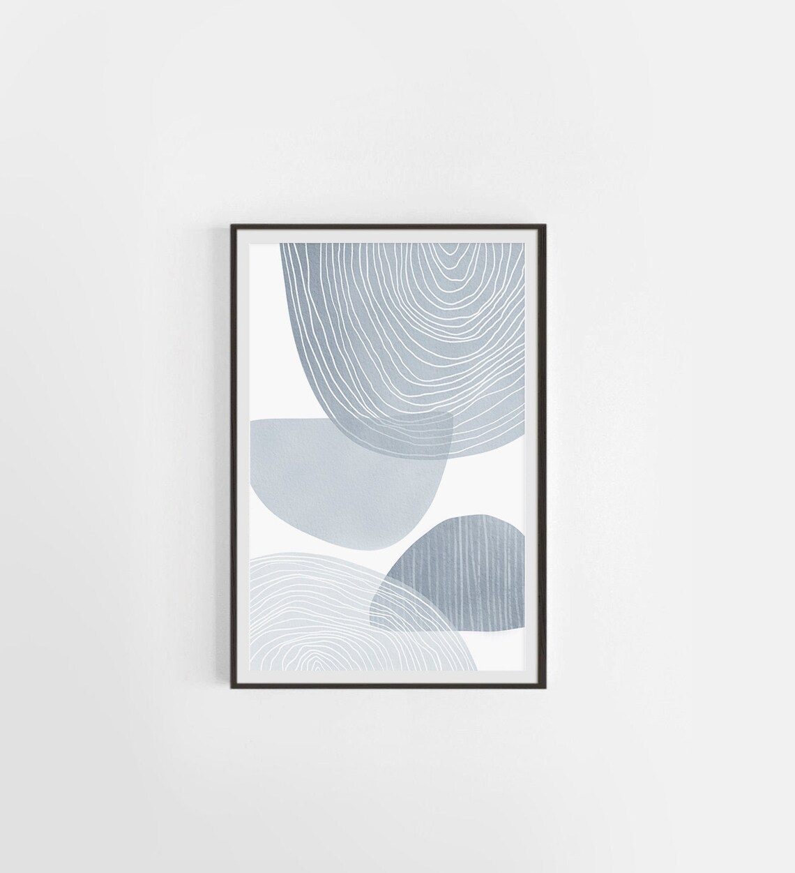 Classic Blue Abstract Art, Navy Geometric Art Print - Image 2