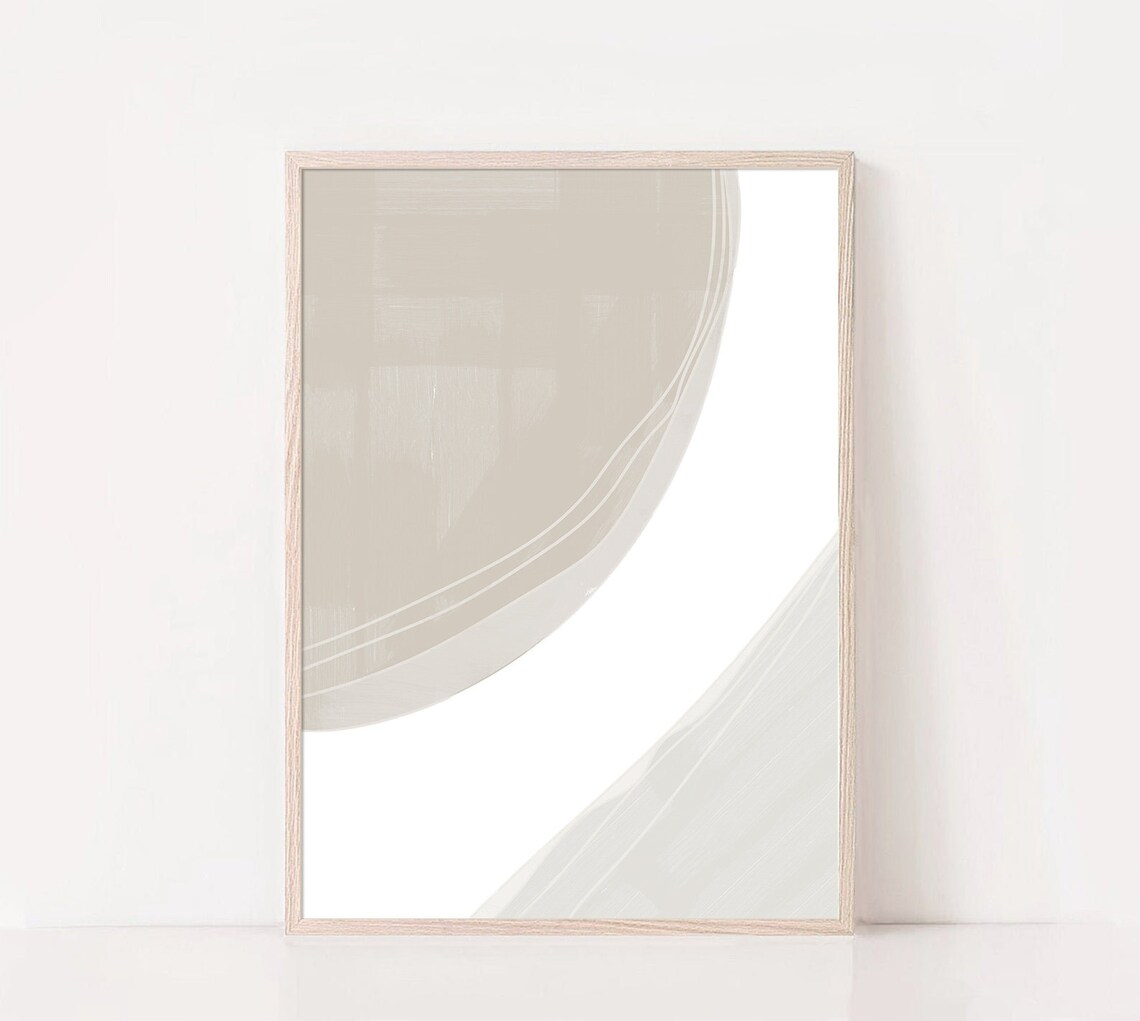 Neutral Beige Abstract Art Print, Modern Minimalist - Image 2