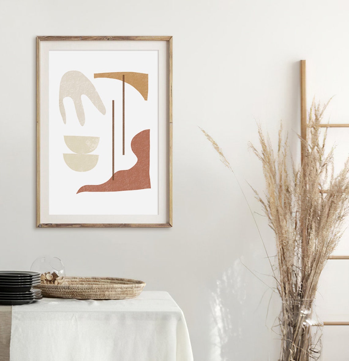 Terracotta Beige Abstract Shapes Mid Century Modern Art Poster - Image 3