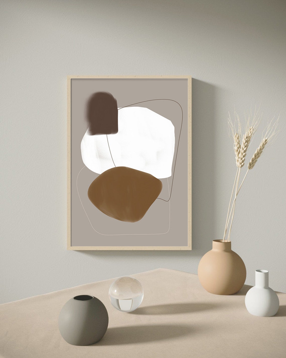 Neutral Beige Minimalist Abstract Rounded Shapes Earthy Neutral Poster - Image 3