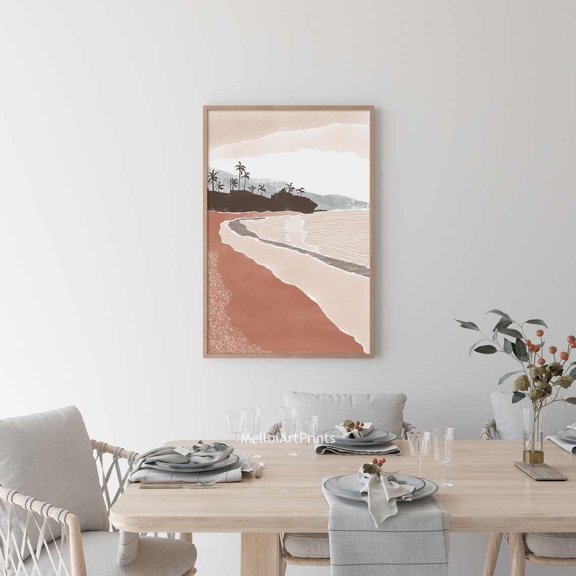 Tropical Beach Palm Trees Terracotta Sand Minimalist Coastal Poster - Image 3