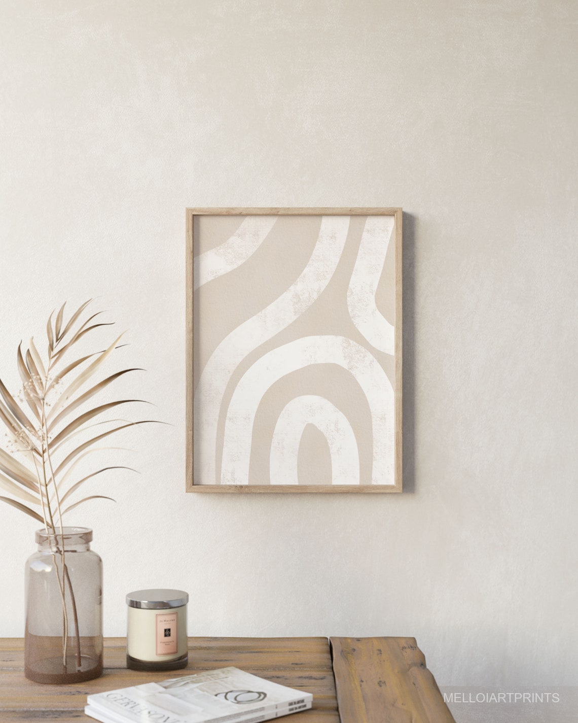 White Arch Rainbow Abstract Curved Art Beige Boho Neutral Poster - Image 3