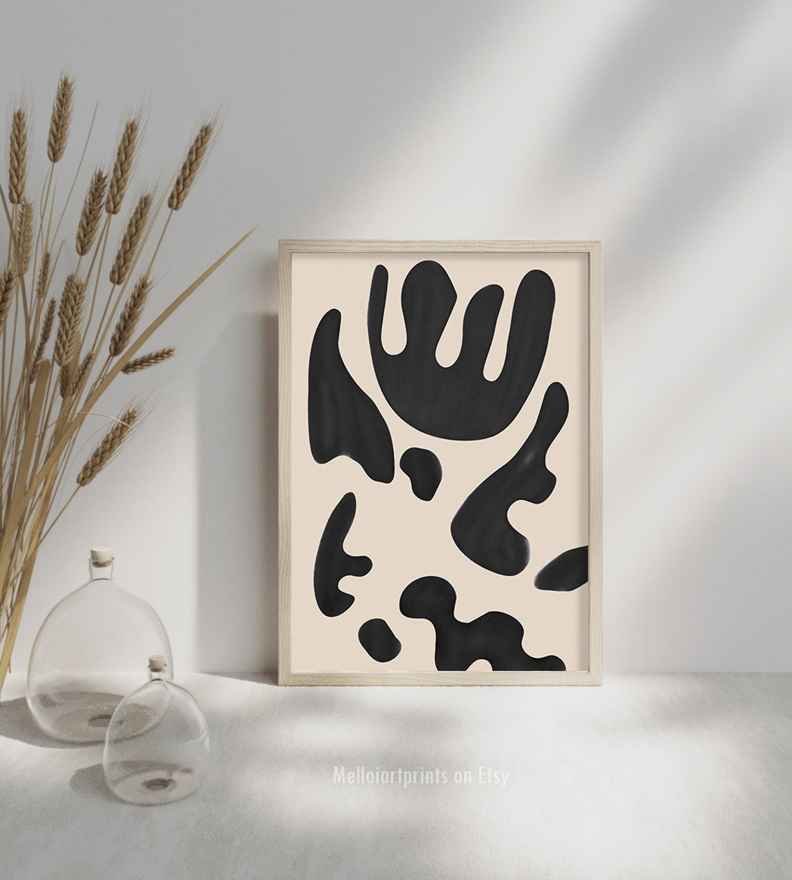 Black Organic Blobs Cream Background Bold Modern Abstract Poster - Image 3