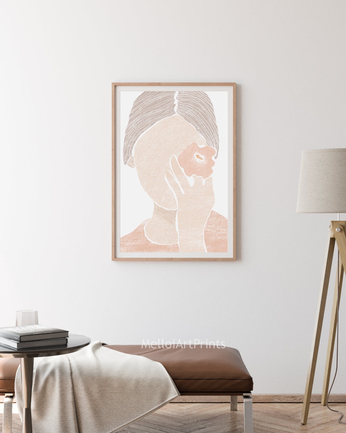 Beige Pink Color Female Art Earth Tone Wall Art Print Neutral Wall Art Boho Decor Abstract Art Print - Image 3