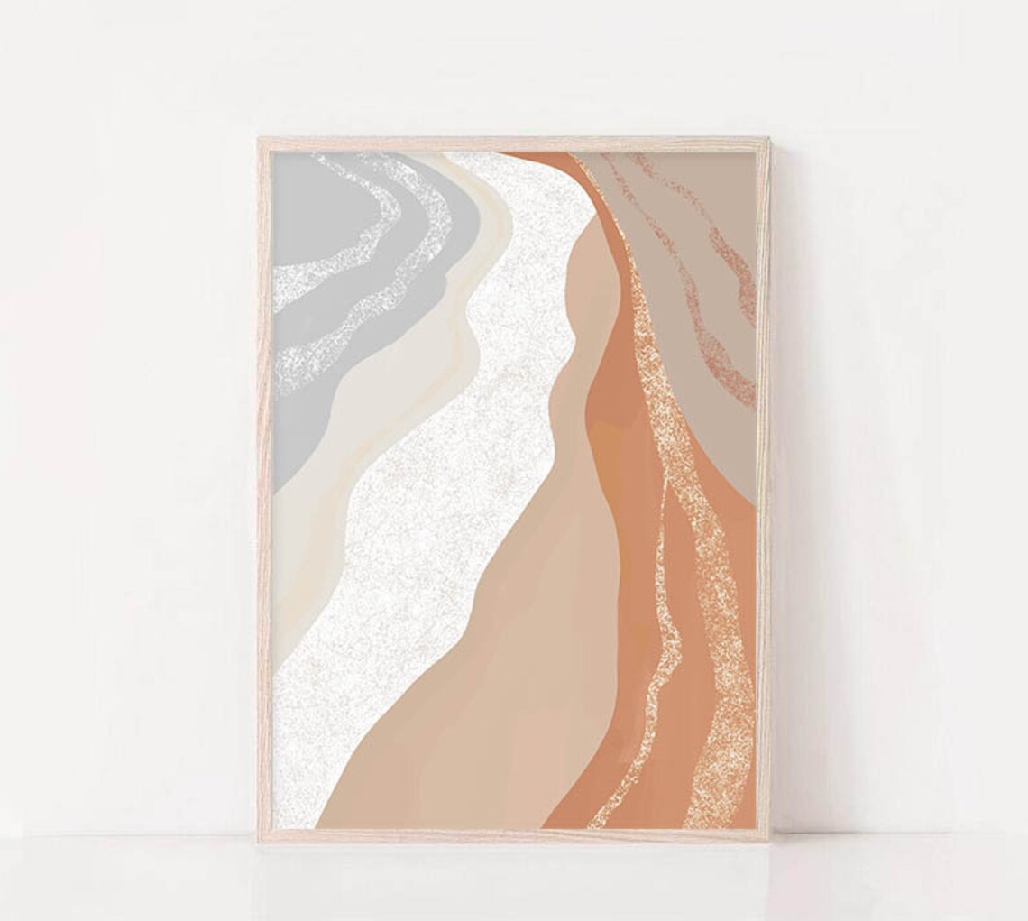 Abstract Beach Print, Neutral Boho Wall Art