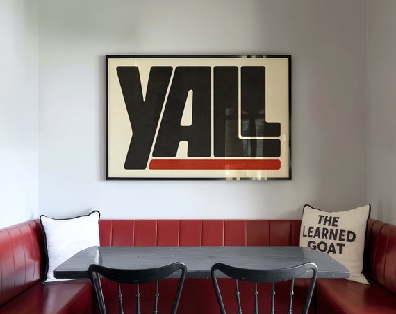 Yall Typography Poster Southern Saying Wall Art Western Yall Print Underlined In Red Modern Farmhouse Decor