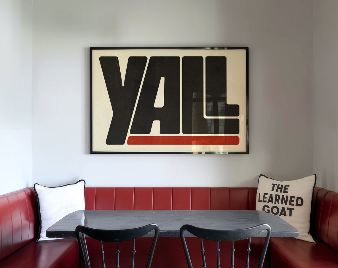 Yall Black Bold Type Red Underline Stripe Modern Western Poster