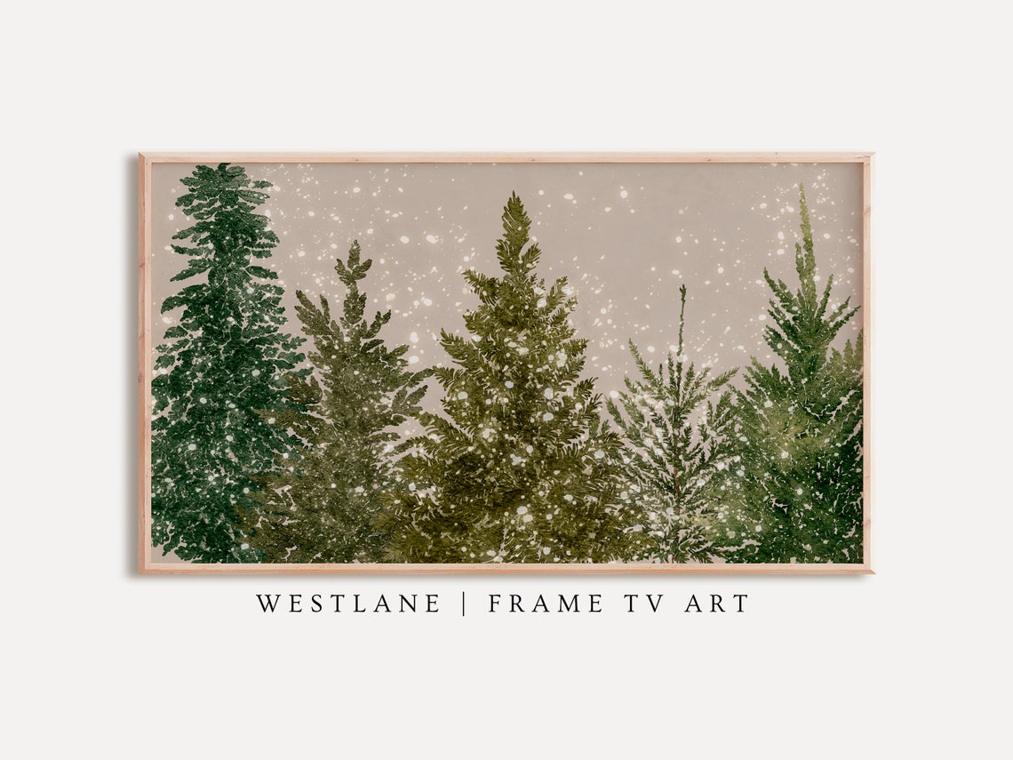 Christmas Winter Pine Forest Painting