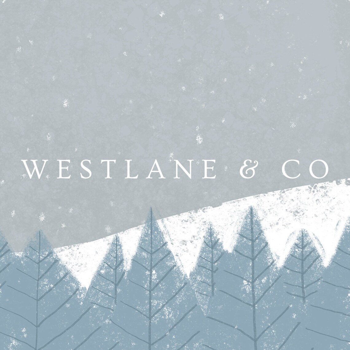Blue Pine Forest Snowy Hill Minimal Nordic Christmas Winter Wall Art - Image 2
