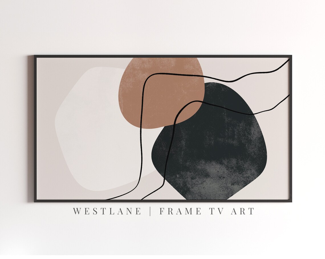 Abstract Modern Shapes, Neutral TV Art Print - Image 2