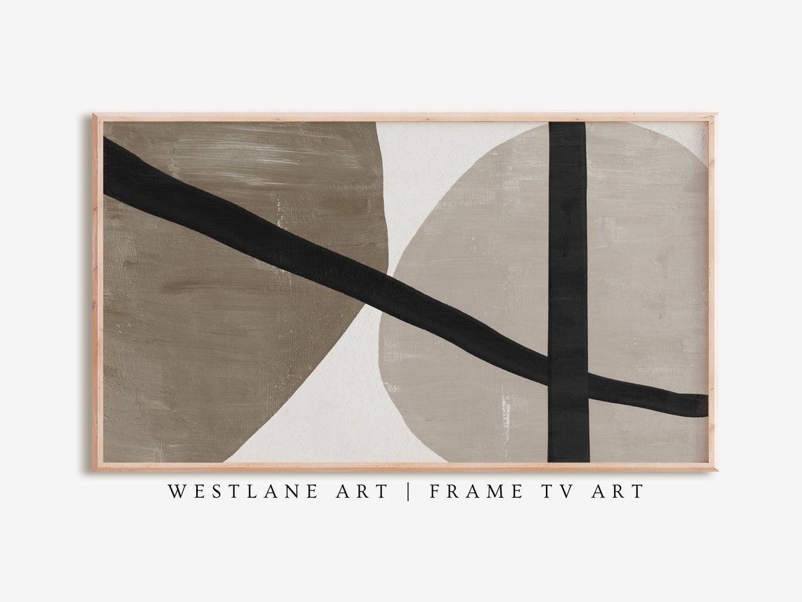 Neutral Brown Abstract Bold Black Brushstroke Lines Modern Art Poster