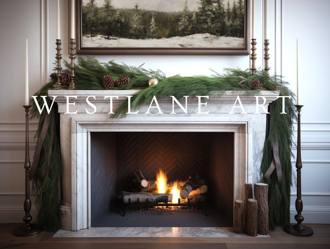 Snowy Pine Forest Winter Landscape Painting Muted Evergreens Art Print - Image 3