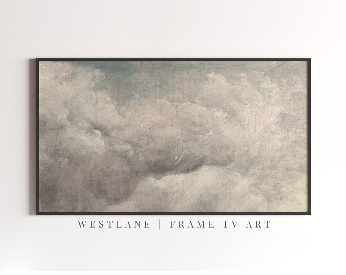 Frame Tv Vintage Moody Clouds Painting Farmhouse Decor Tv Art - Image 2