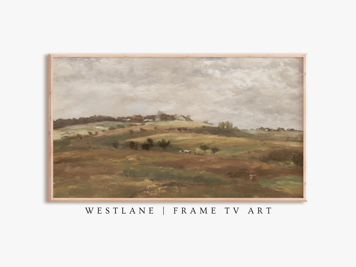Farmhouse Landscape Clouds Coastal Paintings Four Piece Art Set Poster - Image 2