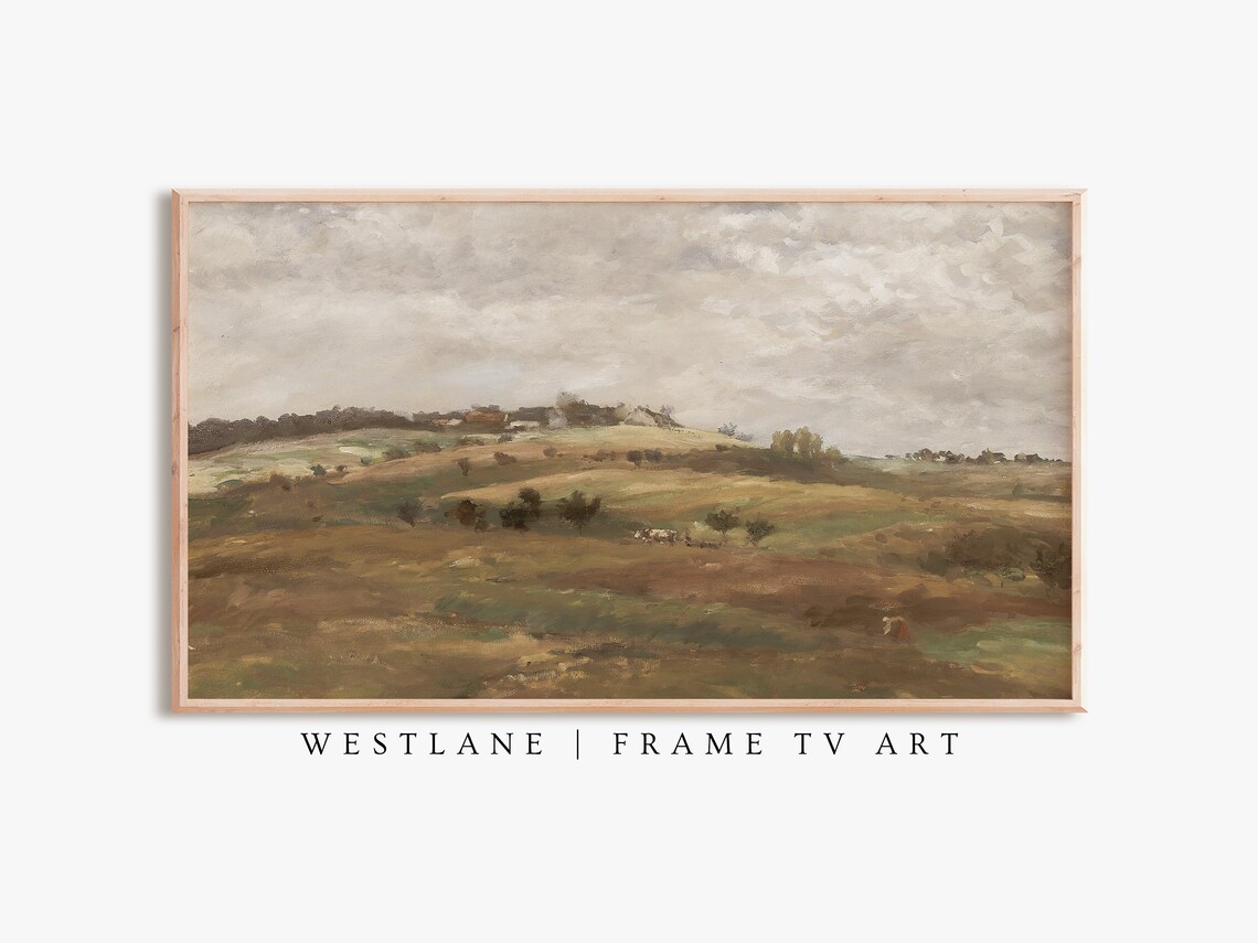 Neutral Farmhouse Landscapes, Clouds Paintings - Image 3